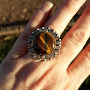 New Tiger Eye 925 Silver Ring.